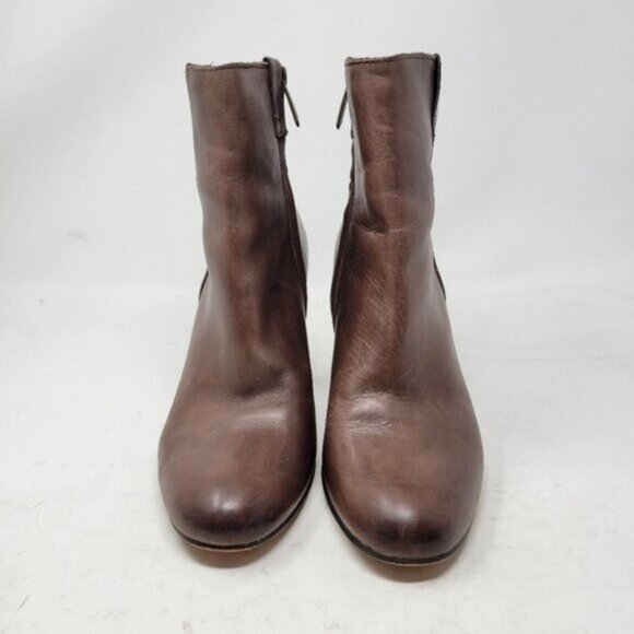 Sam Edelman | Fairfield Stacked Heel Dark Brown Leather Ankle Bootie - Picture 2 of 11